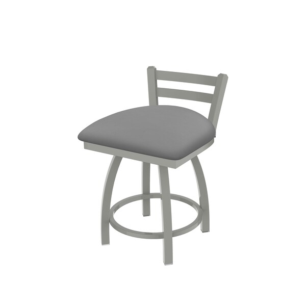 18" Low Back Swivel Vanity Stool, Nickel Finish, Canter Grey Seat